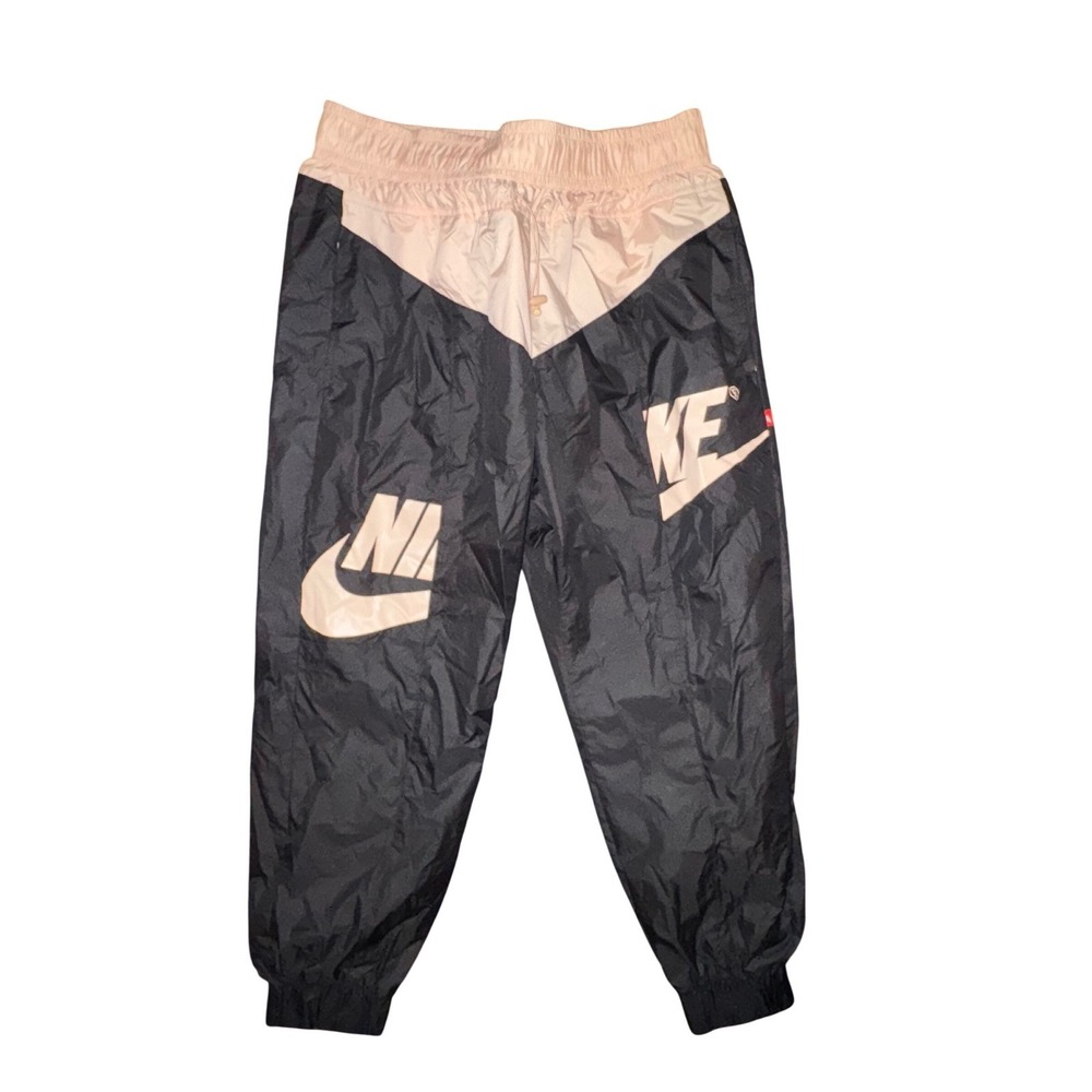 Nike Women's Woven Track‎ Pants Colorblock Beige Black Joggers Size L